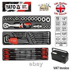 Yato Professional 62 pcs 1/2 Ratchet Socket Set Tools Box Case Toolbox YT-3895