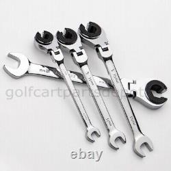 (set of 1) Flexible Head Metric Tubing Ratchet Wrench Repair Tool Open End