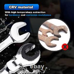 12PCS Clé à cliquet métrique à tête flexible ouverte de 8 à 19 mm avec 72 dents