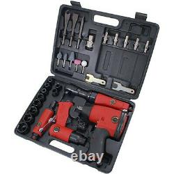 1 / 2 Dr Air Tool Kit In Case Ratchet Impact Wrench Die Grinder Hammer Sockets