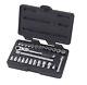27 Pc. 1/4 Dr. Sae/metric Xl Ensemble De Cliquet Flexible De Verrouillage Pass-thru