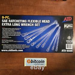 ATD-6509 Ensemble de clés à cliquet flexible extra long 9 pièces SAE