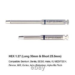 Clé hexagonale 1.27 pour vis d'implant, tournevis dentaire, clé dynamométrique pour MIS Adin