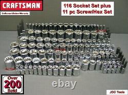 Craftsman 127pc 1/4 3/8 1/2 Sae&metric MM 6pt 12pt Ratchet Wrench Socket Set 116