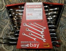 Craftsman 20 Piece Ratcheting Wrench Set Inch/metric 46820 Nouveau