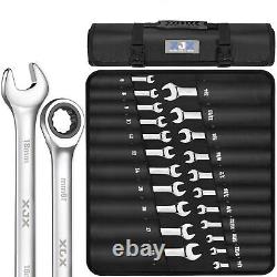 Ensemble De Clé Combinée Xjx 22pcs À Cliquet 72 Dents Sae 1/4à 3/4 Et