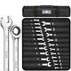Ensemble De Clé Combinée Xjx 22pcs À Cliquet 72 Dents Sae 1/4à 3/4 Et