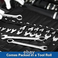 Ensemble De Clé Combinée Xjx 22pcs À Cliquet 72 Dents Sae 1/4à 3/4 Et