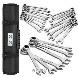Ensemble De Clé Combinée Xjx 22pcs À Cliquet 72 Dents Sae 1/4à 3/4 Et