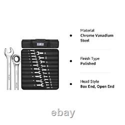 Ensemble De Clé Combinée Xjx 22pcs À Cliquet 72 Dents Sae 1/4à 3/4 Et