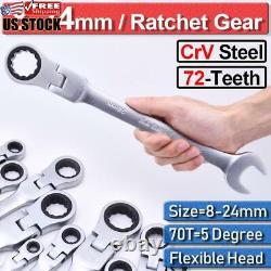 Ensemble d'outils à clés à cliquet à tête flexible de 8 à 24 mm