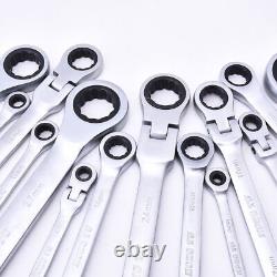 Ensemble d'outils à clés à cliquet à tête flexible de 8 à 24 mm