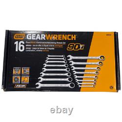 Ensemble de clés à cliquet combinées métriques à 16 pièces GearWrench 90T 12 Point 86928