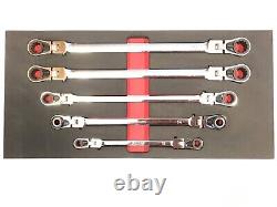 Ensemble de clés à cliquet réversibles EZ Red 5 pièces Xtra Long Metric Locking Flex NR5M