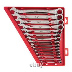Ensemble de clés à rochet SAE 15 pièces à combinaison - Outils à main de mécanicien à extrémité ouverte