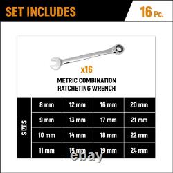 Ensemble de clés à rochet combinées GEARWRENCH Metric Master 16 pièces