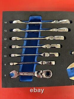 Ensemble de clés combinées à tête flexible à cliquet courte métrique 12 pièces Cornwell Blue Power