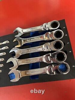 Ensemble de clés combinées à tête flexible à cliquet courte métrique 12 pièces Cornwell Blue Power