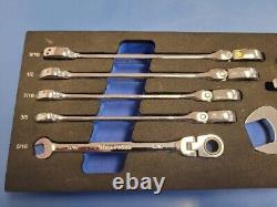 Ensemble de clés mixtes à cliquet flexibles Cornwell CRW8SFB de 8 pièces à 120 dents en SAE