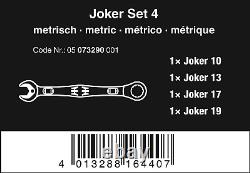 Ensemble de clés mixtes à cliquet métriques Wera Joker 4 pièces