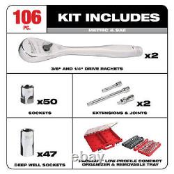 Ensemble de douilles à cliquet Milwaukee 48-22-9486 1/4-3/8 avec boîtier PACKOUT 106 pièces