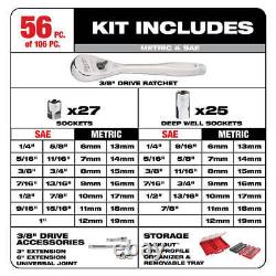 Ensemble de douilles à cliquet Milwaukee 48-22-9486 1/4-3/8 avec boîtier PACKOUT 106 pièces