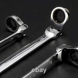 Flzosper 24-piece Flex-head Ratcheting Clé, Métrique & Sae Chrome Vanadiu