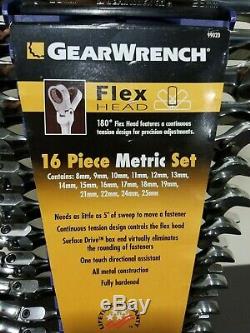 Gearwrench 9902d 16 Piece Flex Head Combinaison Ratcheting Clés À Molette Métrique