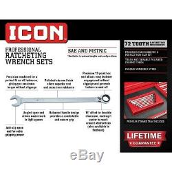 Icon 10 Pc Metric Professional Réversible Ratcheting Combinaison Clé Wram-10