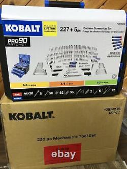 Kobalt 232 Pc Standard Sae Et Métrique Poli Chrome Mechanics Tool Sets Nouveau