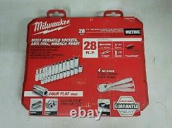 Milwaukee 28pc Métrique 1/4dr Socket Wrench Ratchet Set Court Et Profond 5-15mm Avec Boîtier