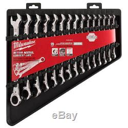 Milwaukee 48-22-9516 15pc Métrique Combinaison Ratcheting Boîte Wrench Set Case 8-22