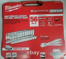 Milwaukee 56pc 3/8dr Socket Wrench Ratchet Set Sae & Metric, Short & Deep Withcase