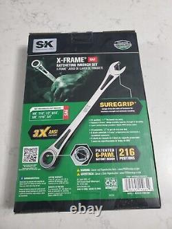 NOUVEL Ensemble de clés à cliquet SK Professional Tools SAE 7pc X-Frame & porte-outil FS