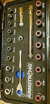New Armstrong Sae & Metric Eliminateur 1/4dr 23pcs Thru Hole Ratchet Socket Set