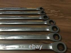 Snap On Sae 7-piece Long Ratchet And Boxed End Wrench Set 3/8-3/4