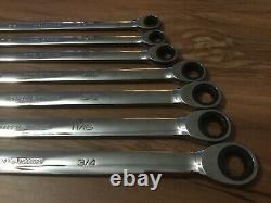 Snap On Sae 7-piece Long Ratchet And Boxed End Wrench Set 3/8-3/4