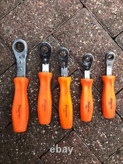 Snap-on 5 Piece Orange Handle Metric Offset Ratchet Box Wrench Set /spanner Set