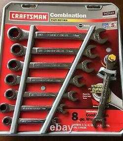 USA Craftsman Metric Ratcheting Wrench Set 42445 8-18mm Combinaison Box End 8pc