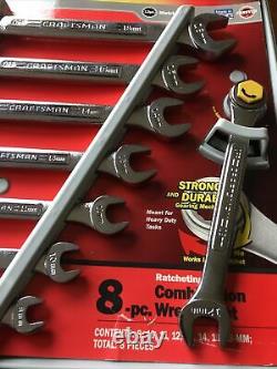 USA Craftsman Metric Ratcheting Wrench Set 42445 8-18mm Combinaison Box End 8pc