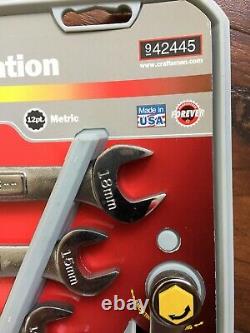 USA Craftsman Metric Ratcheting Wrench Set 42445 8-18mm Combinaison Box End 8pc