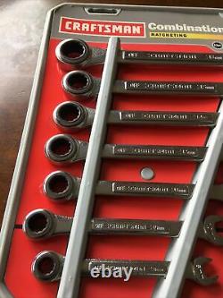 USA Craftsman Metric Ratcheting Wrench Set 42445 8-18mm Combinaison Box End 8pc