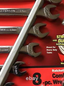 USA Craftsman Metric Ratcheting Wrench Set 42445 8-18mm Combinaison Box End 8pc