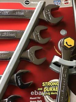 USA Craftsman Metric Ratcheting Wrench Set 42445 8-18mm Combinaison Box End 8pc