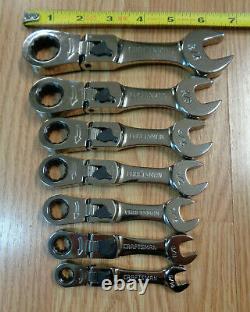 USA Craftsman Stubby Short Locking Flex Head Ratcheting Wrench Set Sae Inch