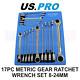 Us Pro Tools 17pc 8mm-24mm Mettric Gear Cliquet Coffret De Clé En Mousse