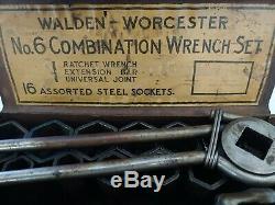 Vintage Walden Worcester Clé À Cliquet Jeu De Douilles N ° 6 Ford 1920 Outils Auto