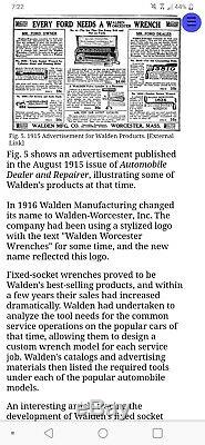 Vintage Walden Worcester Clé À Cliquet Jeu De Douilles N ° 6 Ford 1920 Outils Auto