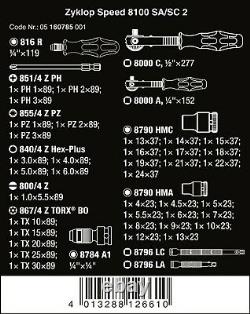 Wera 8100 Sa/sc 2 Zyklop Socket Set De Clé 1/4 1/2 Drive Metric 05160785001