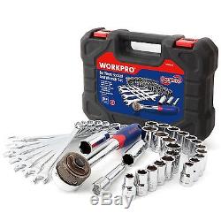 Workpro 32pc Metric Sae Sockets Wrench Set Cr-v 3/8 Ratchet Dual Drive Handle